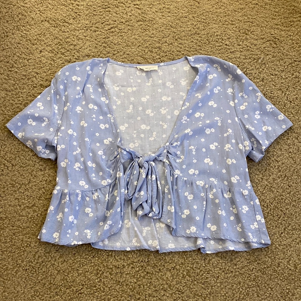 PacSun Tie Front Blue Top Size Medium